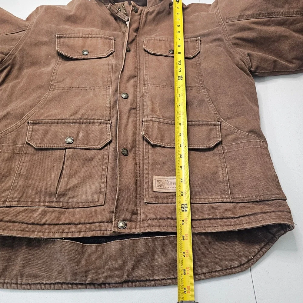 C.E. Schmidt Workwear Jacket Brown Duck Canvas L Fleece Lined Chore Ranch Barn